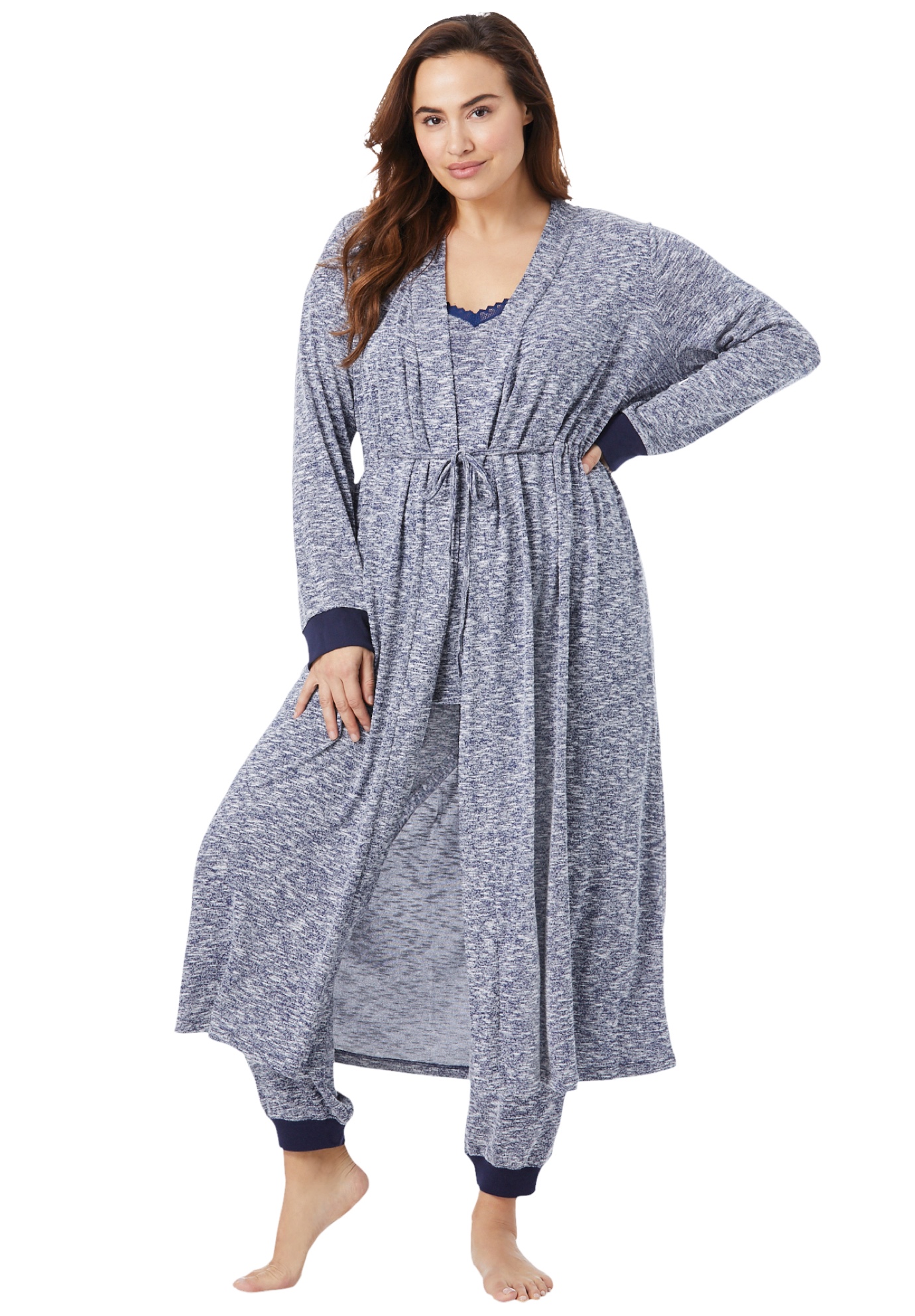 Women's Plus Size Marled Long Duster Robe Dreams & Co Women's Plus Size Marled Long Duster Robe Dreams & Co