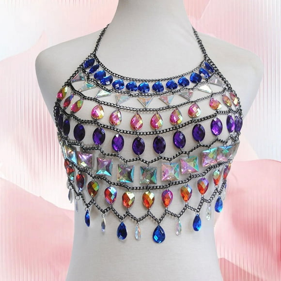Cadena de sujetador con diamantes de imitación para mujeres y niñas, regalo de joyería de moda, cadena de bikini para vestirse en fiestas de playa y