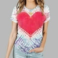 thumbnail image 2 of ZyeKqe Tie-Dye T Shirts for Women Heart Print Short Sleeve Top Round Neck Shirts Casual Loose Tees, 2 of 4