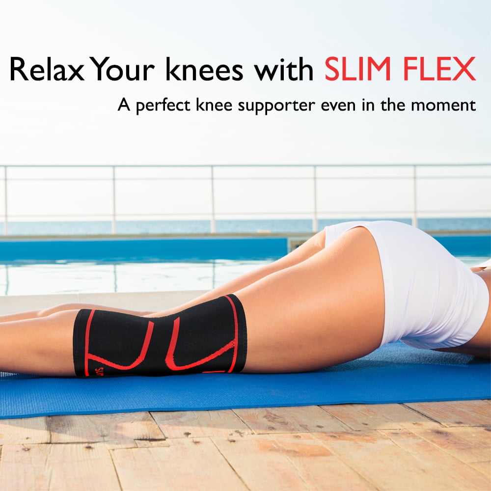 Slimflex Knee Compression Sleeve - Best Knee Brace for Knee Pain for Men & Women – Knee Support for Running, Basketball, Weightlifting, Gym, Workout, Sports - Pair (Large)