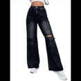 thumbnail image 2 of Pantalones Vaqueros Rotos de Cintura Alta para Mujer, Desgastados, Holgados, Rectos y de Pierna Gris Oscuro M, 2 of 10