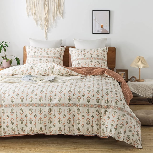 Juego de Funda Nórdica - Transpirable 100% Algodón Floral 3pcs Wildflower Comforter