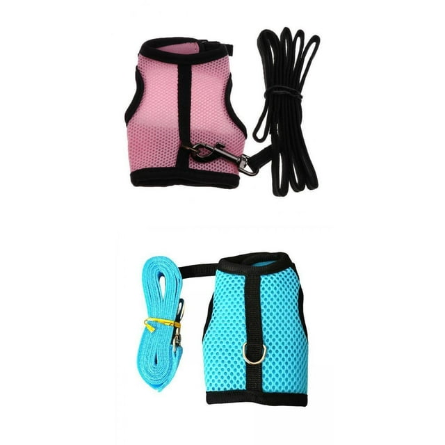 DOLITY 2pcs Soft Harnesses Breathable Adjustable And Leash Set for Cat Ferrets