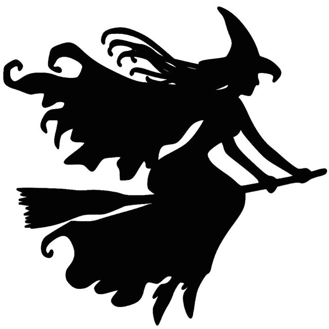 LEEYNEER Witch on Broomstick Halloween Car Vehicle Reflective Decals Sticker Decoration