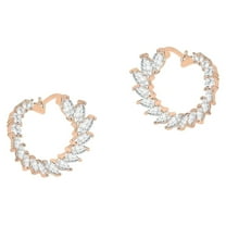 Cate & Chloe Adelyn 18k Rose Gold Plated Hoop Earrings with Simulated Diamond Crystals for Women