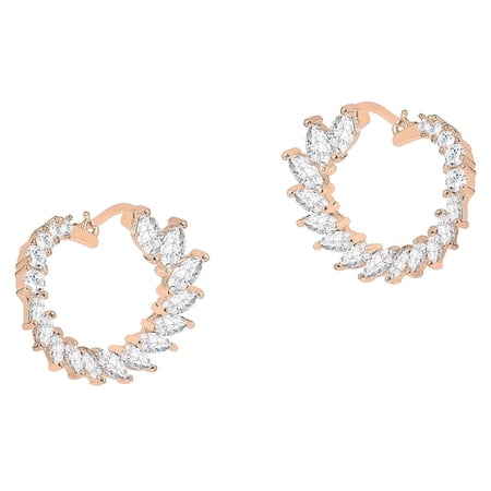 Cate & Chloe Adelyn 18k Rose Gold Plated Hoop Earrings with Simulated Diamond Crystals for Women