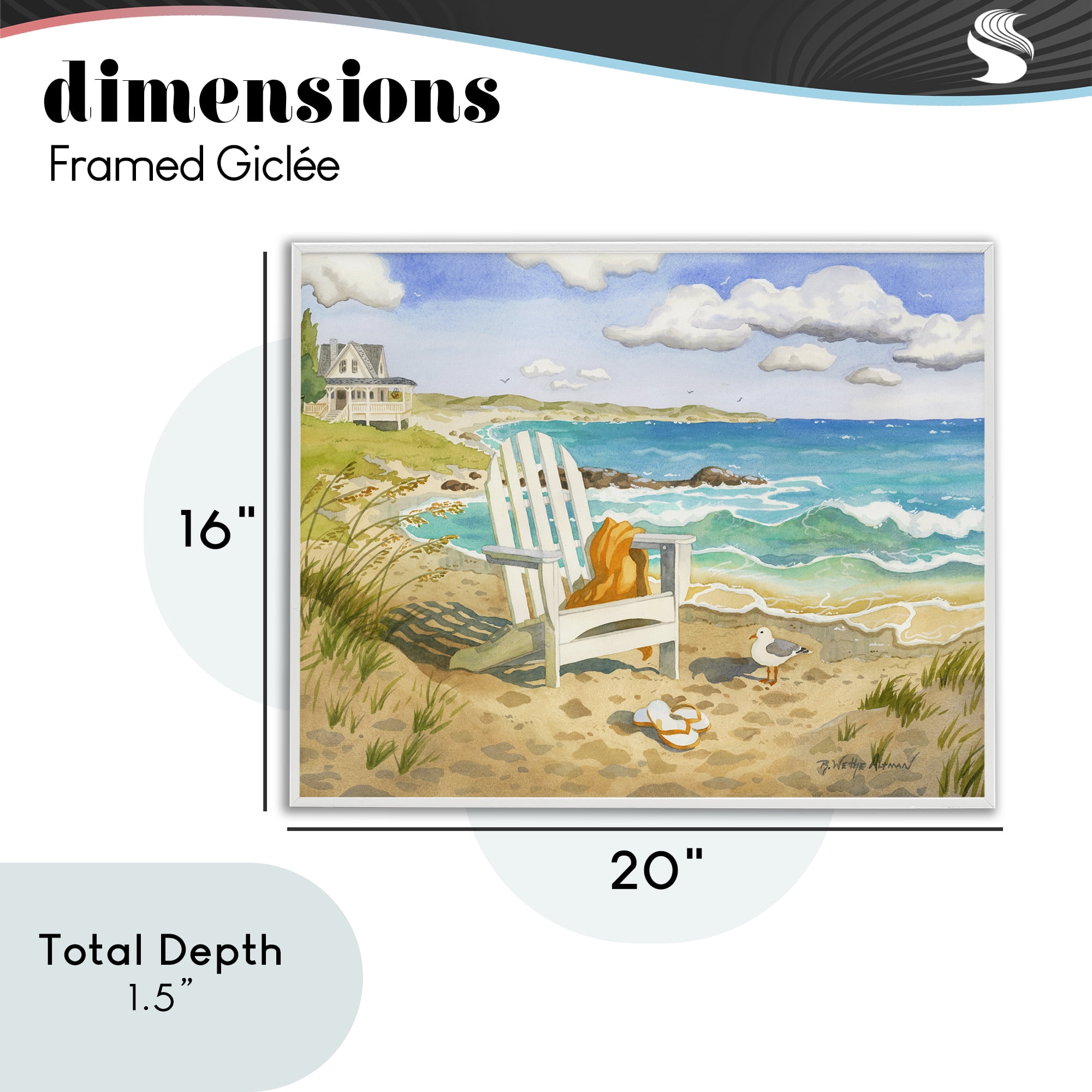 Stupell Industries Waiting For You by Beach White Framed Giclee Art, design by Robin Altman