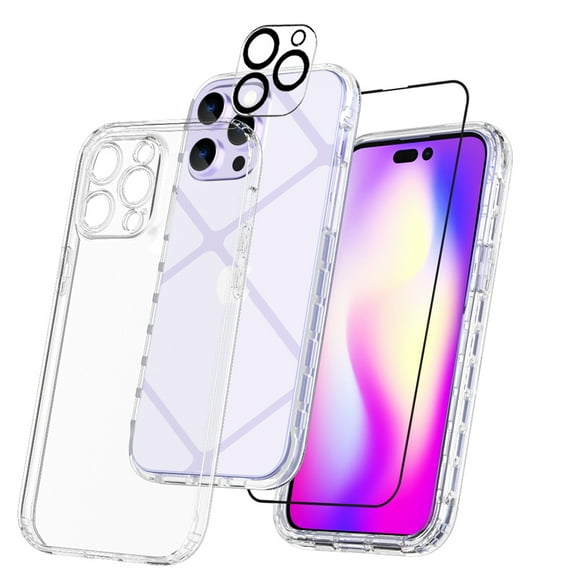 Xhy iPhone 14 Pro Max Case with Screen and Lens Protector Reinforced Bumper Protection Anti Scratch Transparent Shockproof Durable Non-Yellowing Crystal Clear for iPhone 14 Pro Max 6.7 inch 2022 Phone