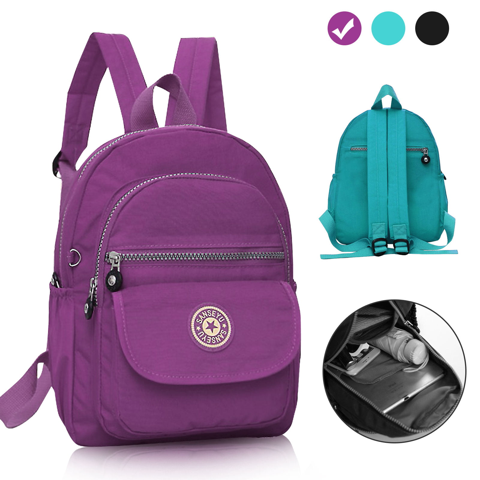 TSV - TSV Nylon Small Backpack for Women, Waterproof Mini Backpacks Light Outdoor Travel ...