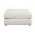 thumbnail image 2 of Fabric Upholstered Wooden Ottoman with Loose Cushion Seat & Small Feet Beige, 2 of 2