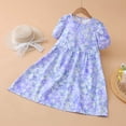 thumbnail image 4 of ITSAME Girls Floral Dress Cotton Puff Short Sleeve Crewneck Summer Casual Tunic Dress White Size 7-8, 4 of 8