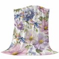 thumbnail image 6 of Spring Flowers Blanket Soft Cozy Warm Throw Blanket for Couch, Plush Fuzzy Flannel Fleece Blankets for Sofa, Watercolor Floral Dragonflies Vintage Bed Blankets Lightweight Gifts for Women, 32"x48", 6 of 9