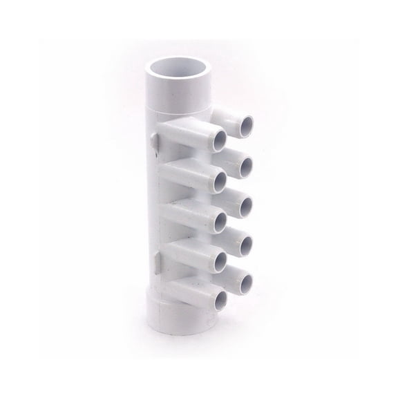 Waterway Manifold 672-4680 Manifold, PVC, Waterway, 1-1/2"S x 1-1/2"Spg x (10) 3/4"SB Ports
