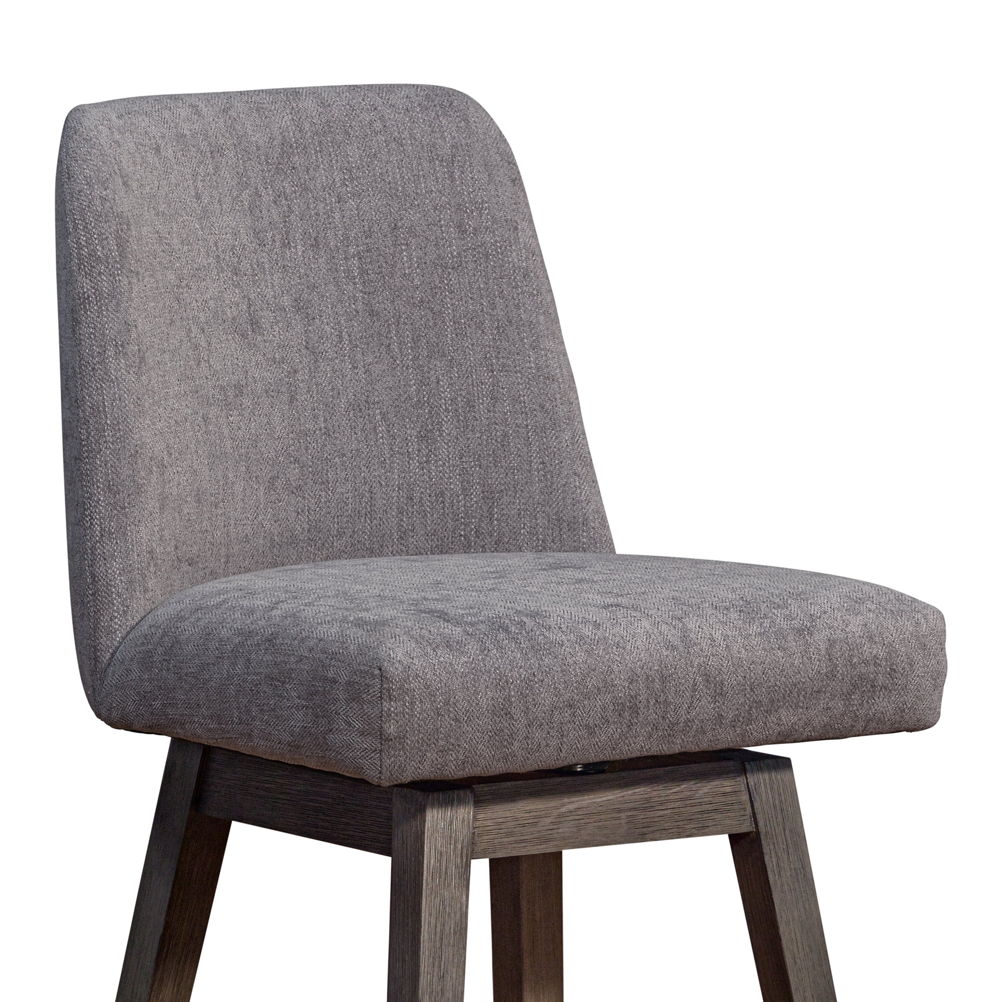 Amelia Swivel Bar Stool in Gray Oak Wood Finish with Mocha Fabric - Set of 3