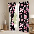 thumbnail image 3 of Erosebridal Watercolor Gingham Bow Blackout Curtains Set of 2 (52x84 Each) for Girls, Black Pink Bow Window Curtains for Women, 3 of 6