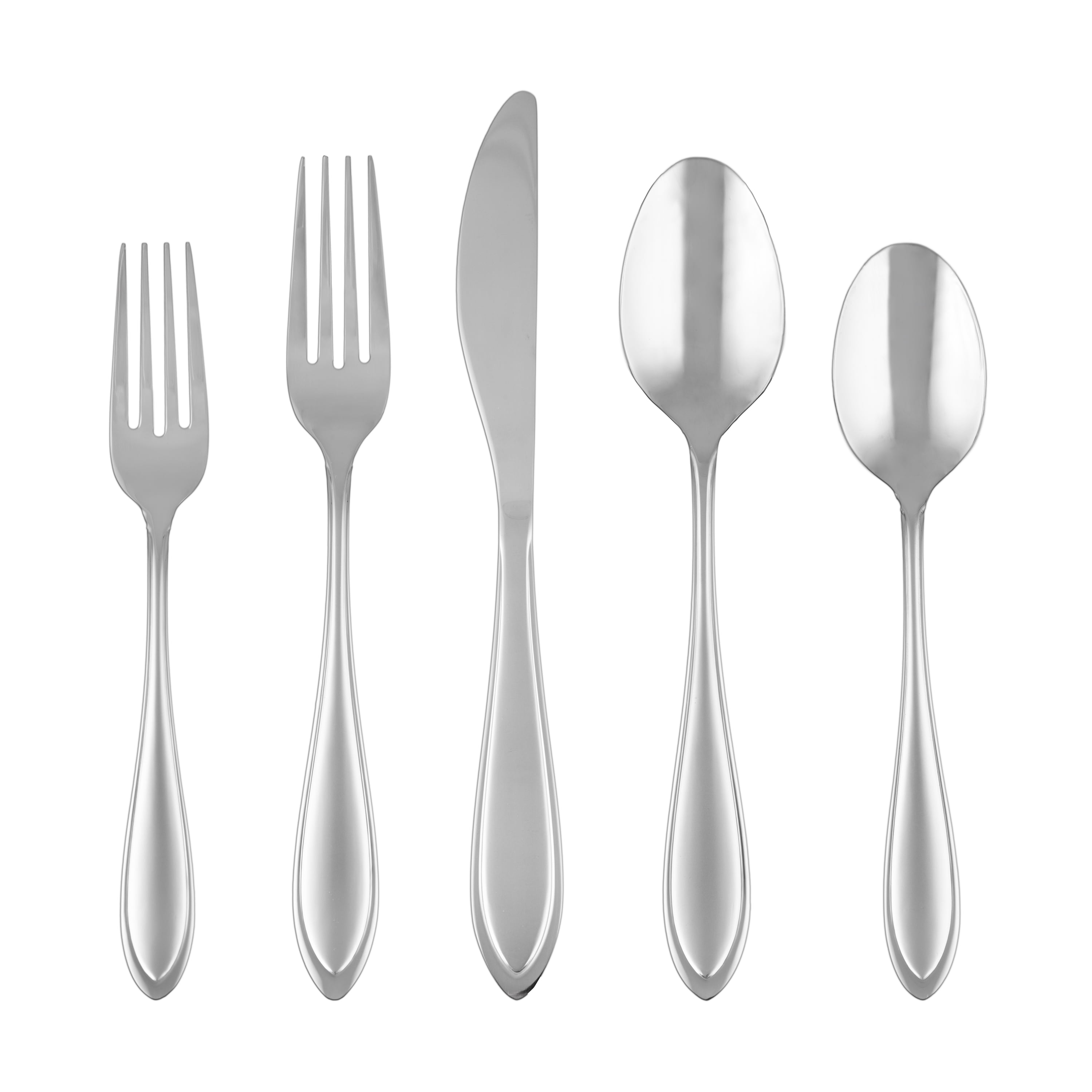 New Gorham Ribbon Edge Frosted Stainless 5 Piece Place Setting Flatware NIB 