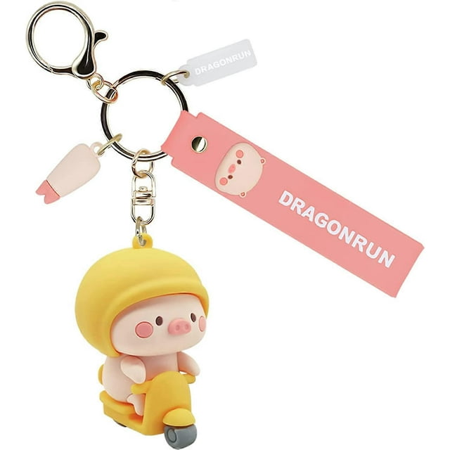 Cute Kawaii Pig Keychain Accessories, Cartoon Anime Keyring Car Keys Purse Bag Charm Decoration Gift for Girl Women