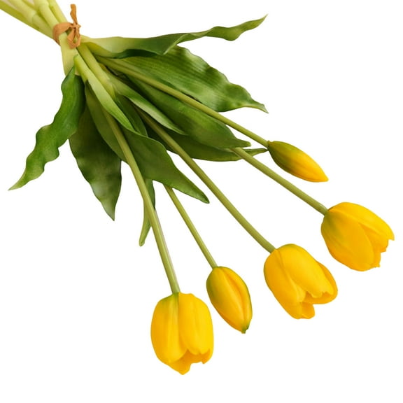 Mightlink Fake Flower No Watering Vibrant Colorfast PE Hands Feeling Fine Workmanship Shooting Props Non-fading 5 Tulips Simulation Flower for Home