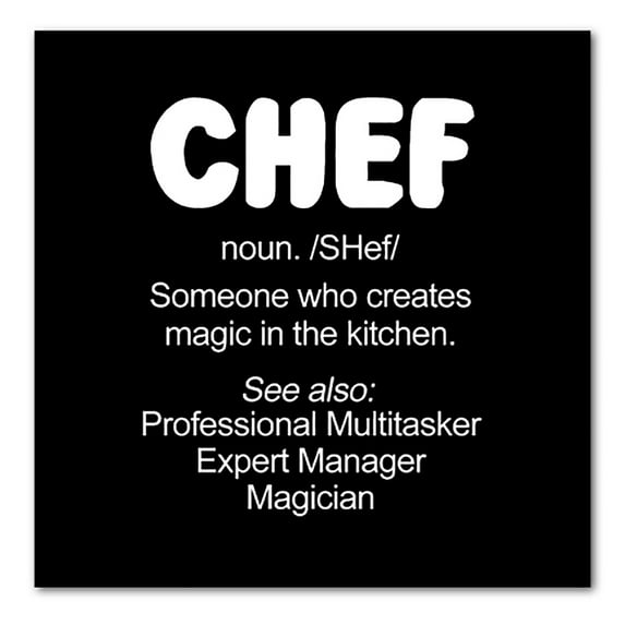 DistinctInk Custom Bumper Sticker - 10" x 10" Decorative Decal - Black Background - Chef Definition - Magic in the Kitchen