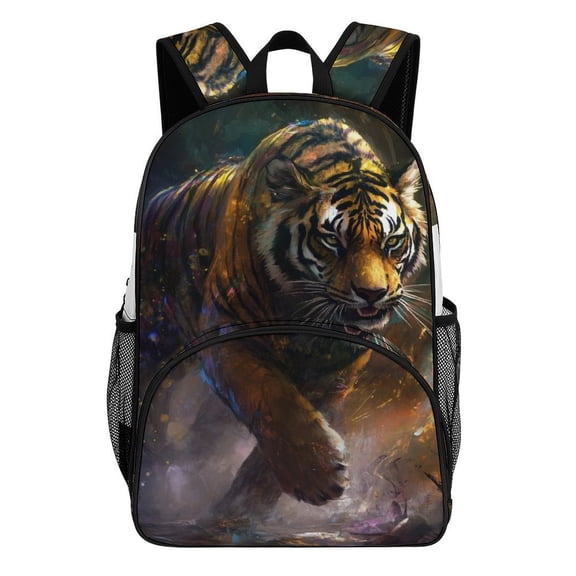 Majestic Tiger Cosmic Power Strides Big Student Laptop Backpack For College Women Middle High Teen Bookbag Travel Daypack