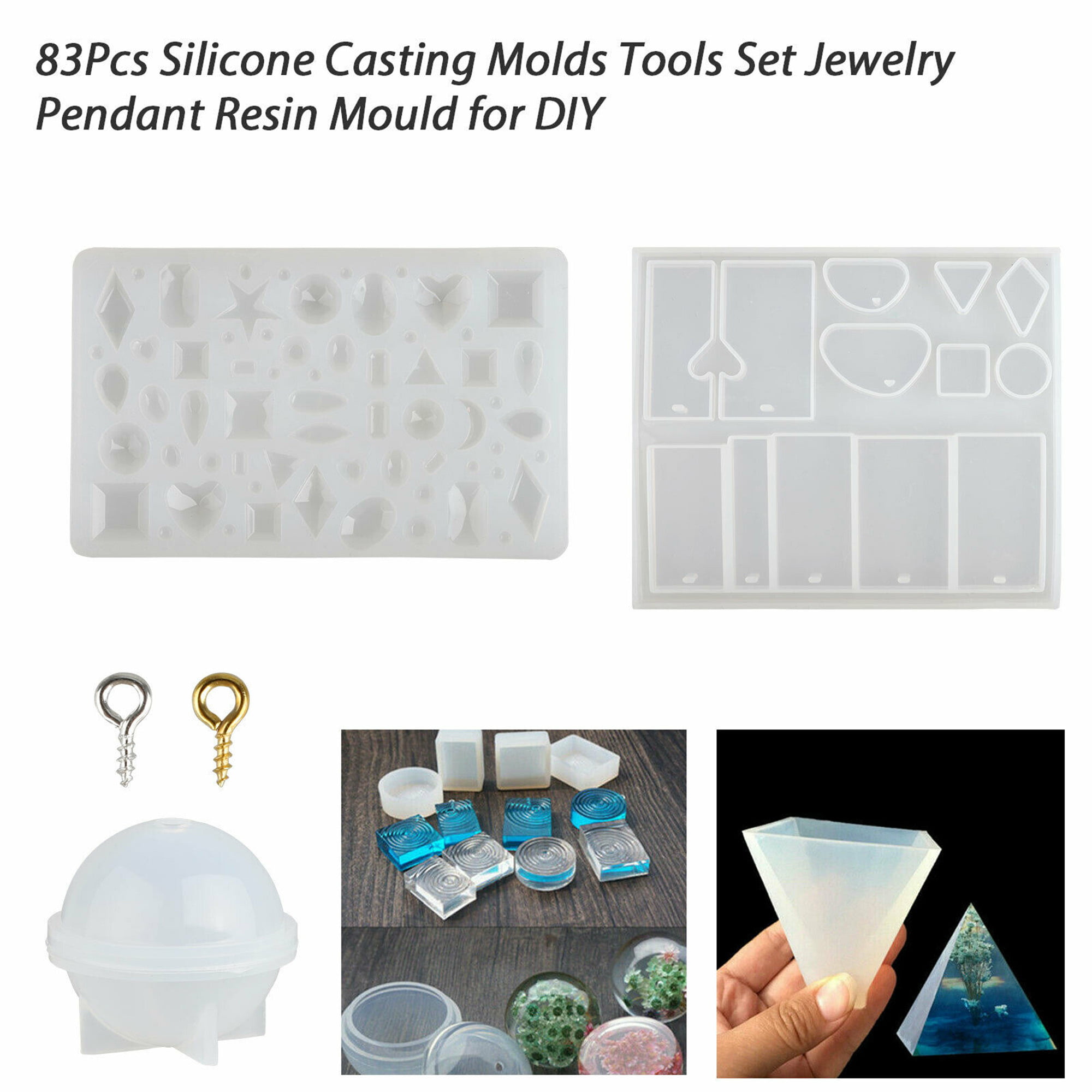 ALINREDBX Resin Silicone Molds 18Pcs Silicone Molds Kit with 6pcs Casting  Mold Includes Cube, Sphere, Pyramid, Coaster Shapes, Pendants 2 Measuring