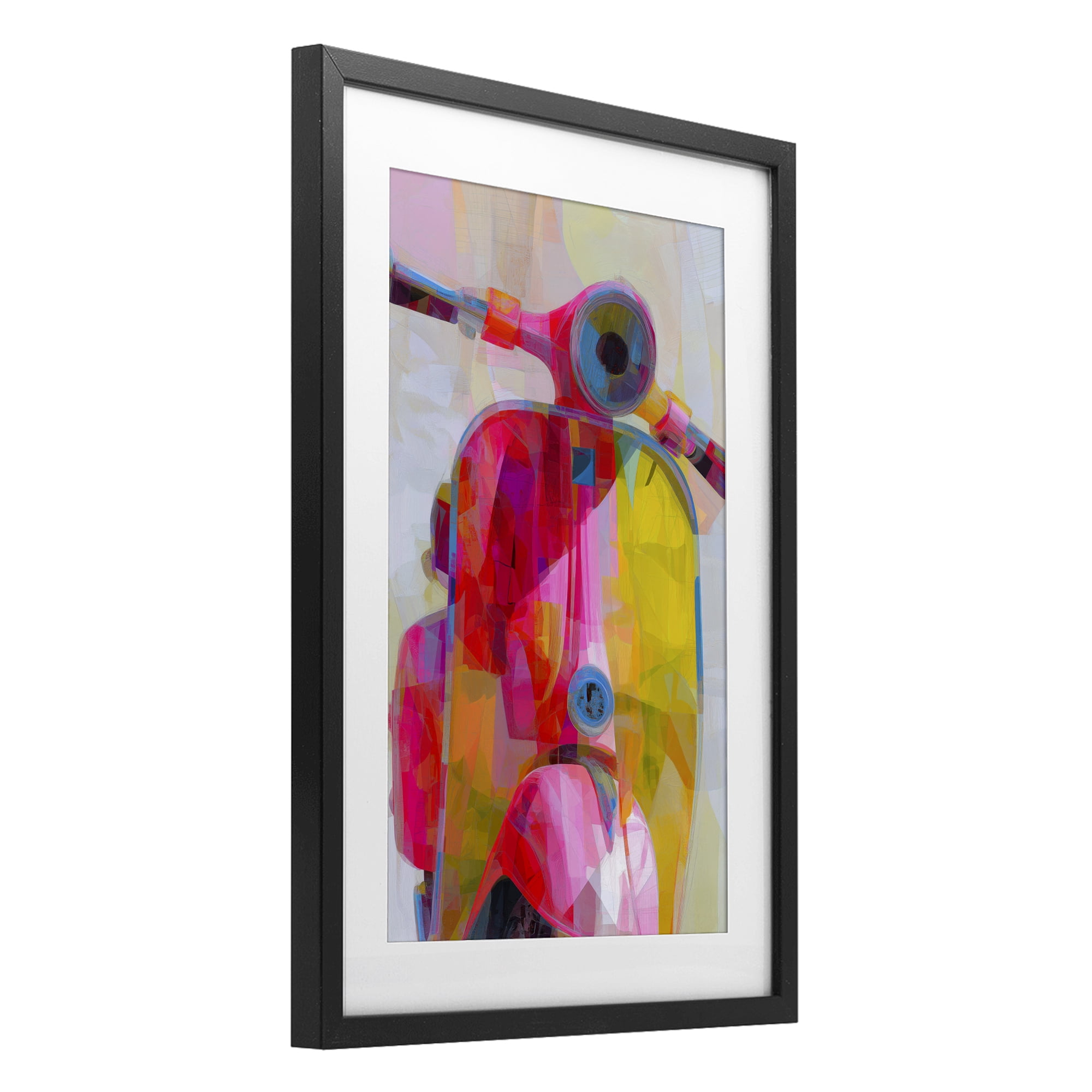 Stupell Industries Vespa in Pink & Yellow Black Framed Print Under Glass, design by Chromatic Storm Studio