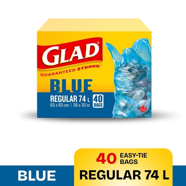 Glad Sacs de Recyclage Bleus - Réguliers 74 Litres -