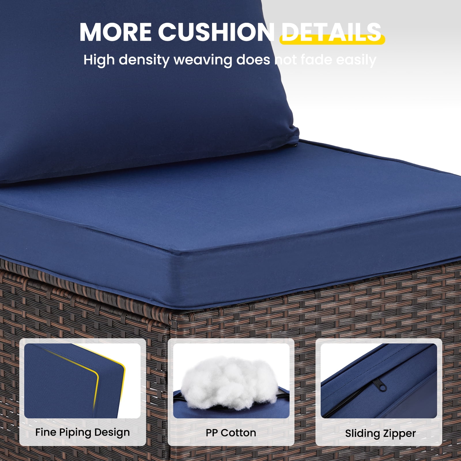 STARY Outdoor Deep Seat Cushions for Patio Furniture, 24"x24" Replacement Sectional Cushions for Outdoor Sofa, Armchair, 4 Pieces, Blue