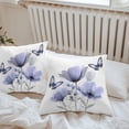 thumbnail image 7 of Waterproof Throw Pillow Covers Set of 2, 26x26 Inch Spring Flowers Decorative Pillowcases Outdoor Pillow Slip Cushion Covers Set for Couch Tent Pastoral Purple Butterfly Floral Plants, 7 of 7