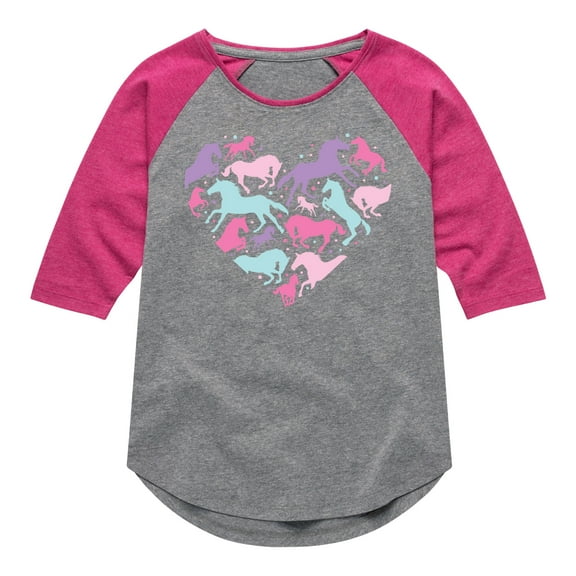 Instant Message - Horse Heart - Toddler And Youth Girls Raglan Graphic T-Shirt