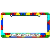 Autism Awareness Ribbons License Plate Tag Frame, Multiple Colors
