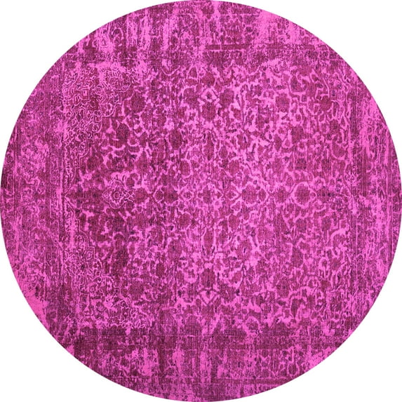 Ahgly Company Indoor Round Abstract Pink Contemporary Area Rugs, 6' Round