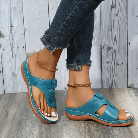 

Women Orthopedic Roman Slippers 41 Peacock Blue