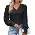 thumbnail image 1 of 1PCS slim fit cuello en V color sólido manga larga-negro, 1 of 6