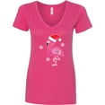 thumbnail image 3 of Inktastic Christmas Holiday Cute Flamingo Women's V-Neck T-Shirt, 3 of 5