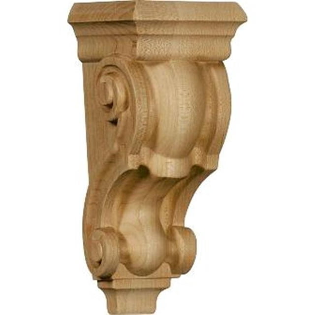 Ekena Millwork CORW03X03X07TRRO 3,5 Po x 3 Po D x 7 Po H Petit Corbeau Traditionnel- Chêne Rouge- Accent Architectural