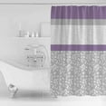 thumbnail image 4 of Extra Long Shower Curtain 72x84 Inch, Purple Grey Shower Curtain Waterproof Bathroom Decor Chic Garden Floral Stripe Aesthetic Flower Fabric Bath Curtain Set Accessories with Hooks, 4 of 6