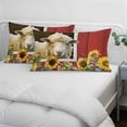 thumbnail image 3 of Sheep Flowers Pillow Covers, Linen Long Throw Pillow Case, Country Red Barn Botanical Sunflowers Holiday Pillow Protector Decorative Cushion Cover for Living Room/Bedroom 20" x 36", 3 of 8