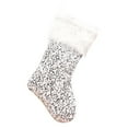 thumbnail image 2 of Lilgiuy Christmas Stockings, 18" Large Sequin Knit Christmas Stocking, Xmas Stocking for Kids, Holiday and Family Stocking for Fireplace or Party Decoration Silver, 2 of 4
