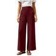 thumbnail image 3 of LIaqionyy Pants for Women's Wide Leg Elastic Waist Casual Loose Lounge Vacation Pant Work Trousers with Pockets, 3 of 8