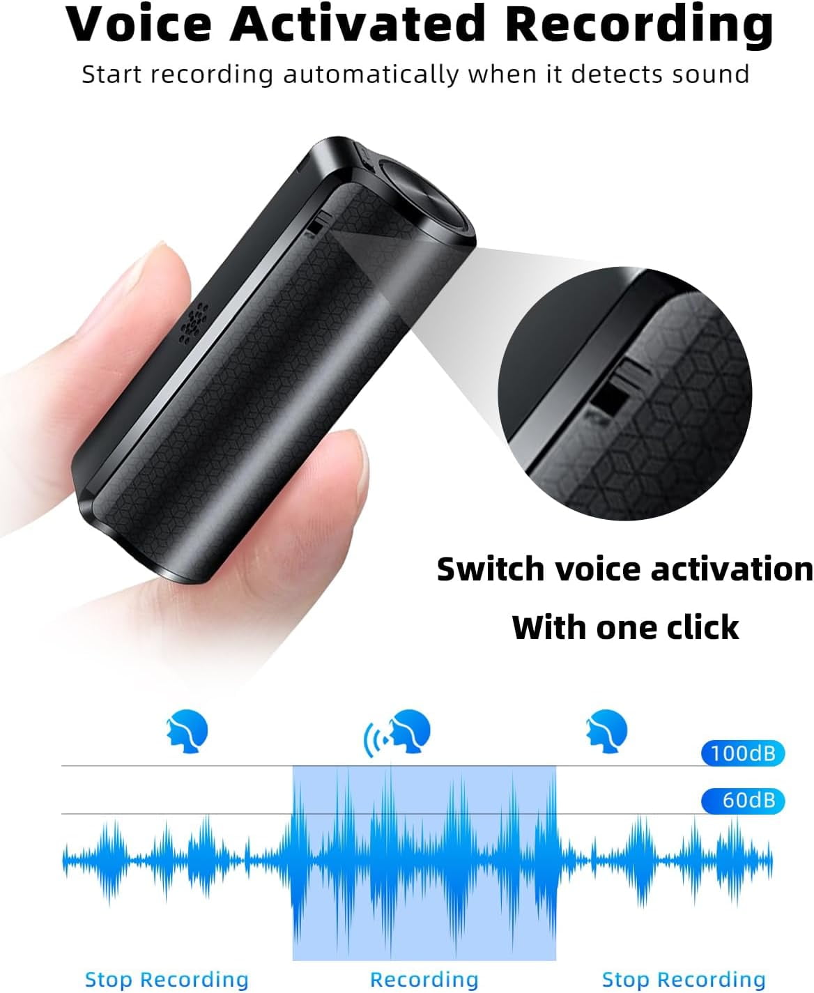 Voice Recorder, 64G Magnetic Voice Activated Audio Recorder with AI-Intelligent Triple Noise Reduction, 25 Days Continuous Recording Device, Digital Voice Recorder for Meetings/Interviews/Classroom