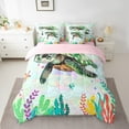 thumbnail image 2 of YST 7-Piece Mermaid Scale Turtle Printed Comforter Set, Coastal Beach Twin Bedding Set, Polyester, Twin, 2 of 5