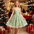 thumbnail image 5 of Girls Mesh Princess Dresses Trendy Embroidery Flower Lace Bow Spaghetti Gown for Pageant Wedding Birthday Party Graduation Dance Prom Green 7-8 Years, 5 of 6