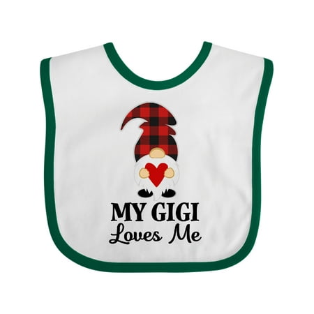 

Inktastic Gigi Loves Me Buffalo Plaid Gnome Gift Baby Boy or Baby Girl Bib