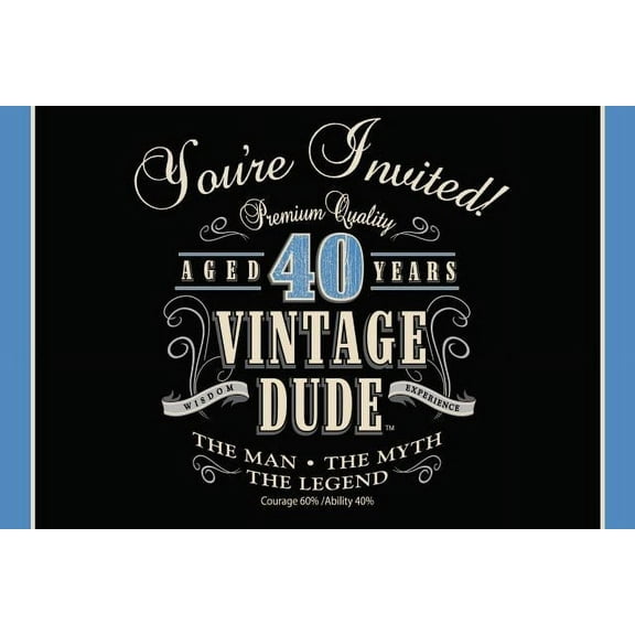 Access Vintage Dude 40th Birthday Invitation Card, 8 Ct
