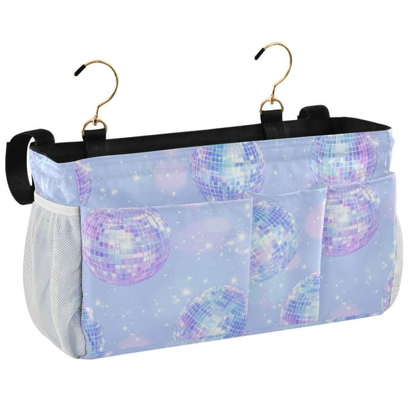 Ryvnso Bedside Caddy Sparkling Disco Balls Bedside Storage Bag Hanging Organizer
