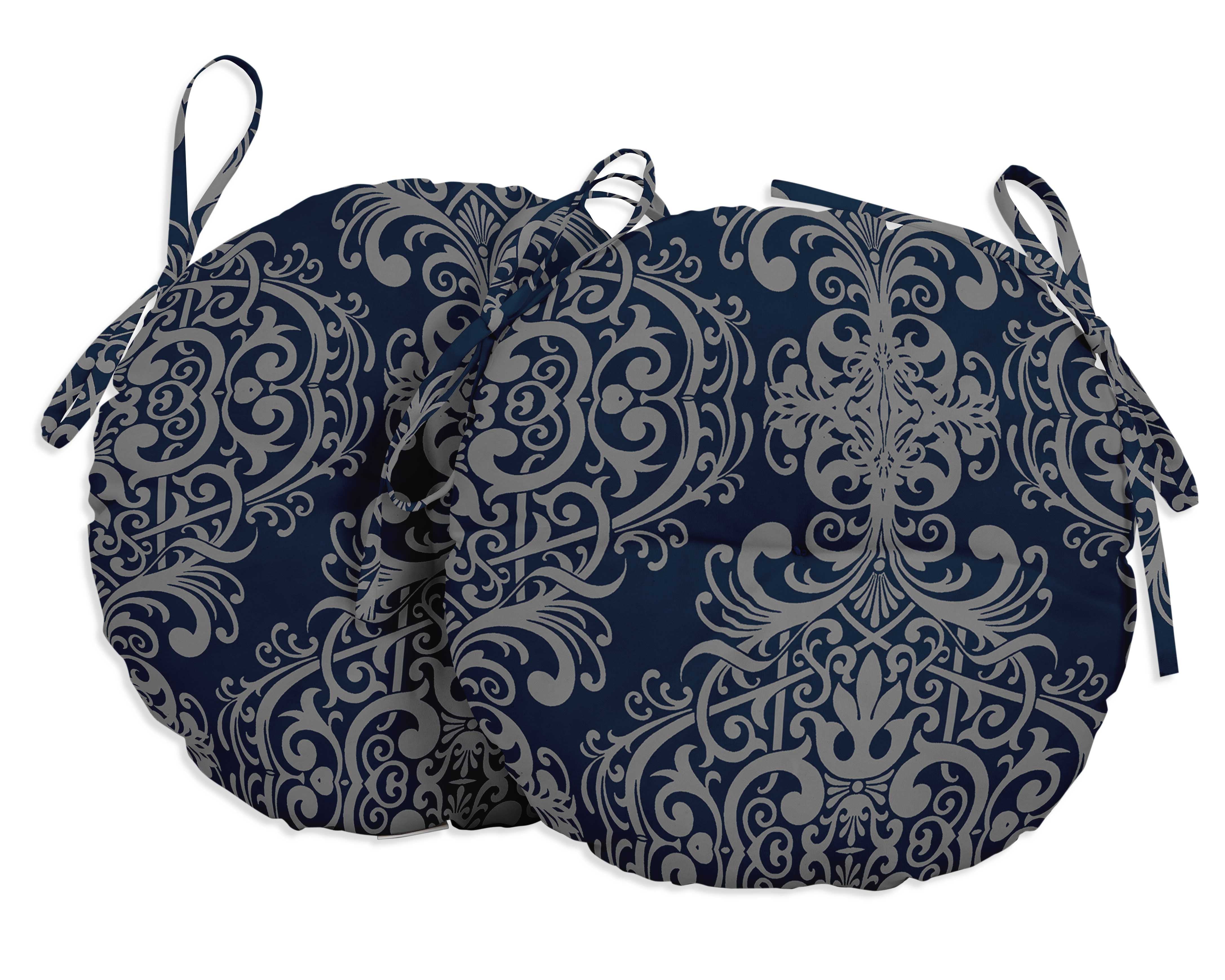 Vargottam Indoor/Outdoor Round Bistro Chair Cushions Block Print 15