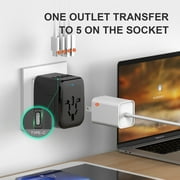 European Travel Plug Adapter, OGEDNAC International Plug Adapter with Type C, All-in-one Universal Power Adapter Plug for USA EU UK AUS, Black