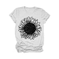 thumbnail image 4 of White Women's Short Sleeve T-shirt, Women'S Sunflowers Short Sleeve T Shirts Vintage Cute Graphic Crew Neck Summer Casual Tops,Women's Short sleeve T-shirt XL, 4 of 4