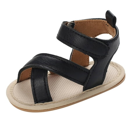 2DXuixsh Baby Size 3 Sandals Spring and Summer Children Baby Toddler Shoes Boys and Girls Sandals Solid Color Open Toe Breathable and Comfortable Baby Dress Sandals Black 13